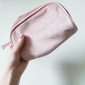 NWOT Blush Pink Velvet Cosmetic Bag